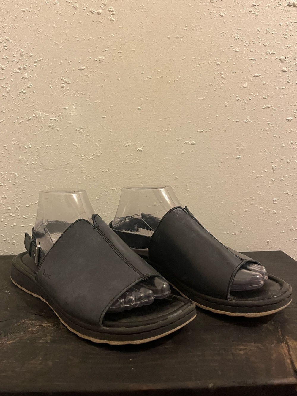 B.o.c. Black Leather Slide On Sandals Summer Preppy Minimalist Women’s Size 8